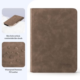 TCGUARD Trading Card Binder, 9 Side Loading Pocket Card Album Hold Up to 540, Zipper Binder for Collection, TCG Holder for Sports, Yugioh, MTG etc. (Brown 9)