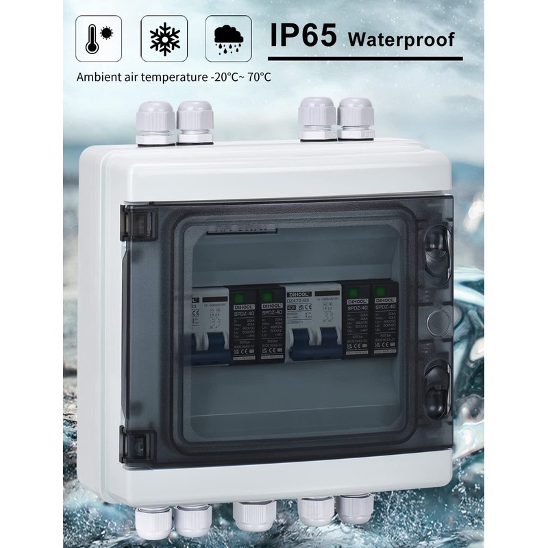 DIHOOL Solar Disconnect Switch with PV Surge Protector IP65 PV