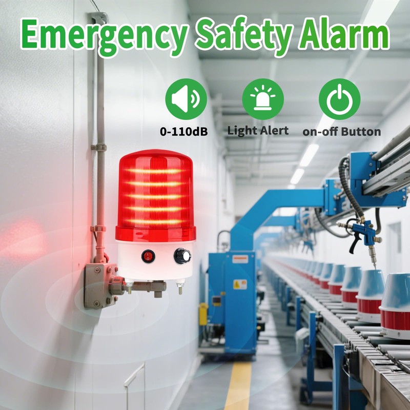 Industrial LED Rotating Warning Light, AC110V Red Strobe Light for