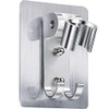 Shower Head Holder Strong Adhesive Shower Head Wall Mounting Bracket Adjustable Shower Wand Holder with 2 Hanger Hooks No Drill Need for Marble Glass Metal Ceramic
