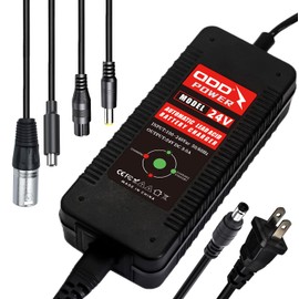 QDD 24V 3A Battery Charger for 24V 27.6V Lead Acid Battery Pack with DC5.5×2.1mm and One-to-Four Adapter Cable