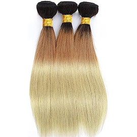 Ombre Bundles 1B/27/613 Three Tone Bundles straight Brazilian Remy Hair Bundles 1B427 Ombre Three Tone Hair Bundles Hair Extensions For Women 22 24 26 Inch