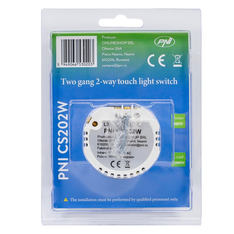 PNI CS202W White LED 800W Conductor Transverse Touch Switch