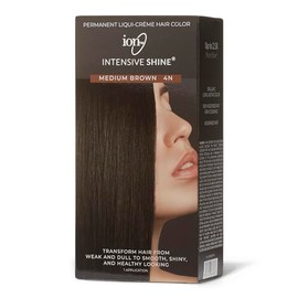 ION Intensive Shine Permanent Liqui-Creme Hair Color Kit Fade Resistant Gray Coverage 2.5 Times More Shine Brilliant Long Lasting Color - Medium Brown 4N