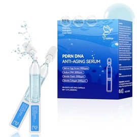Salmon DNA PDRN - Suero antienvejecimiento de 5000 ppm, ampolla de ADN de huevo de salmón, 2000 ppm de colágeno, glutatión, niacinamida y 6 ácidos hia
