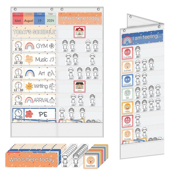 Boczif Boczif Daily Schedule Pocket Chart, Emotions Feelings Pocket Chart,