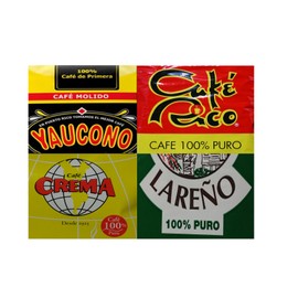 Puerto Rican Ground Coffee Variety Pack - 4 Local Favorites In 8 Ounce Bags (Cafe Rico, Lareno, Crema and Yaucono) Includes 2 Envelopes Of Sason Accent