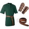 Jeyiour 3 Pcs Renaissance Costume Men Medieval Viking Tunic Knight