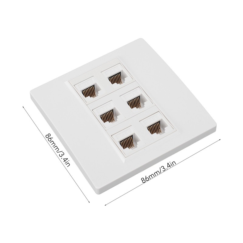 6 Port Cat 6 Ethernet Wall Plate Removable Female to