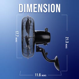 Tornado 16 Inch Pro Series Waterproof Outdoor Oscillating Wall Mount Fan - High Velocity Heavy Duty Metal Wall Mount Fan for Industrial, Commercial, Residential, and Greenhouse Use - UL Safety Listed
