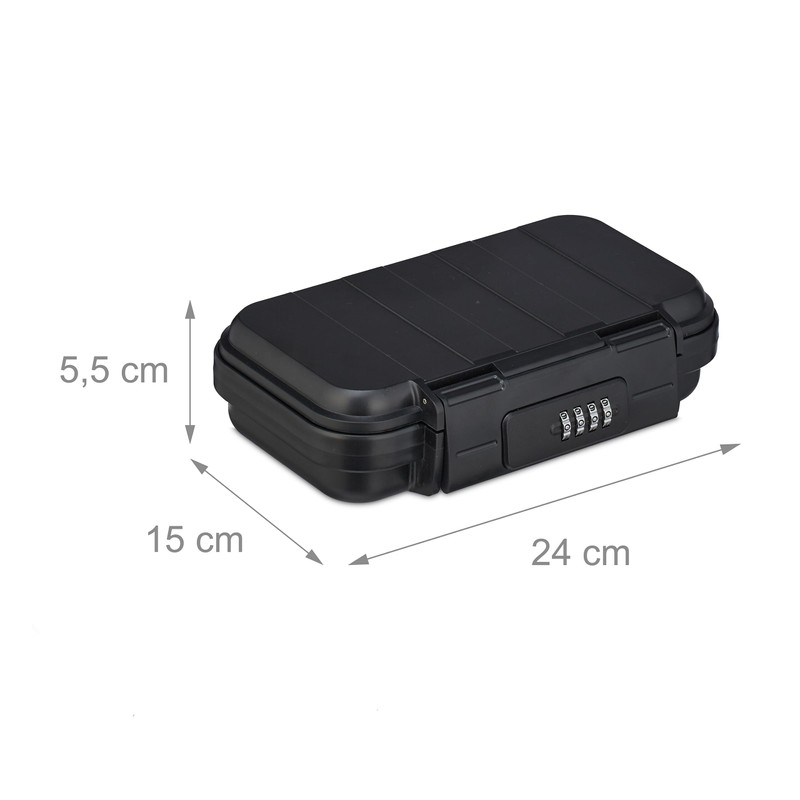 Relaxdays Safety Box with Combination Lock, Portable, Security Cable, Car