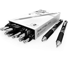 Pentel-Energel BL80 Retractable Liquid Gel Ink Rollerball Pen - 1.0mm - Black - Pack of 12 + 2