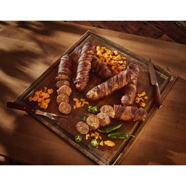 Bacon Wrapped Stuffed Sausages (Cheddar Cheese and Jalapenos)