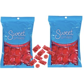 Sweet Smiles Cinnamon Discs Candy 9 OZ (2 Pack) | Red Individually Wrapped Wrapped | Soko Smiles Thank You Hospitality Mint Included.