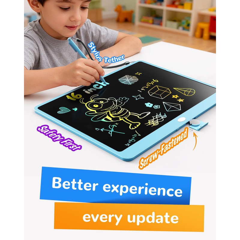 KOKODI LCD Writing Tablet, 16 Inch Colorful Doodle Board Drawing