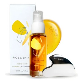 Kit De Cuidado Facial Aceite De Arroz+ Gua Sha Rice&shine