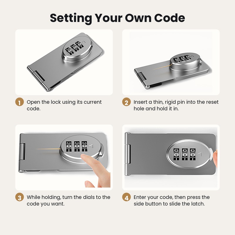 Mechanical Password Latch Lock for Drawers and Small Doors –