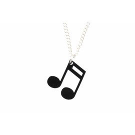 Miniblings Note Chain Necklace 45 cm Note Notes Sixteenth Music Acrylic Glass Handmade Fashion Jewellery Link Chain Silver-Plated, Metal