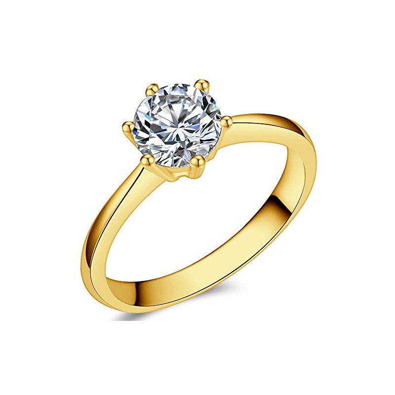 1.0 Carat Classical Stainless Steel Solitaire Engagement Ring (Gold, O)