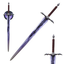 COSWOR 46.5" Anime Stainless Steel Demon King Baran's Long Sword with Display Plaque for Collection, Cosplay