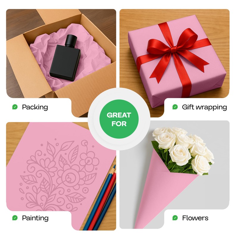 12" x 1200" (100 feet) Pink Kraft Paper Roll -