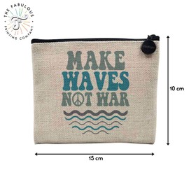 Tasche aus Leinen – Kollektion Hippie Bohème Boho Kultur Illustration Zeichnung Fänger Esoterique – Kosmetiktasche aus Leinen in Leinenoptik – Kulturbeutel – Geldbörse, Make Waves, 15 x 10 cm,