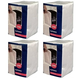 1000 Cellulose Napkins, White, 1/8 Fold, Tissue Napkins, 12 x 8.5 cm, for Bistro, Snack, Food Catering, Tissue Catering - Compatible with Cabanaz Dispenser (4 x 250 Pieces (White, a Bit Thicker))