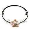 Avalaya Antique White Shell Flower On Flex Wire Choker Necklace