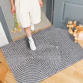 Bilimili Door Mat Indoor Outdoor Front Door Entrance, Water, Stain and Dirt Resisitant Doormat, Low-Pile Non-Slip Sturdy Welcome Mats, 24"×35", Grey (Spiral Pattern)