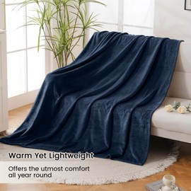Swiftify Ultra Soft Fleece Throw Blanket, Silky Flannel Fuzzy Blanket for All Season, Cozy Lightweight Blanket for Couch, Bed, Sofa, 50" x 60", Navy Blue, Throw