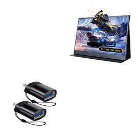 BoxWave Cable Compatible with BEDAIL Gaming Portable Monitor (17.3 in) - USB-C to A PortChanger (2-Pack), USB Type-C OTG USB Portable Keychain - Slate Black