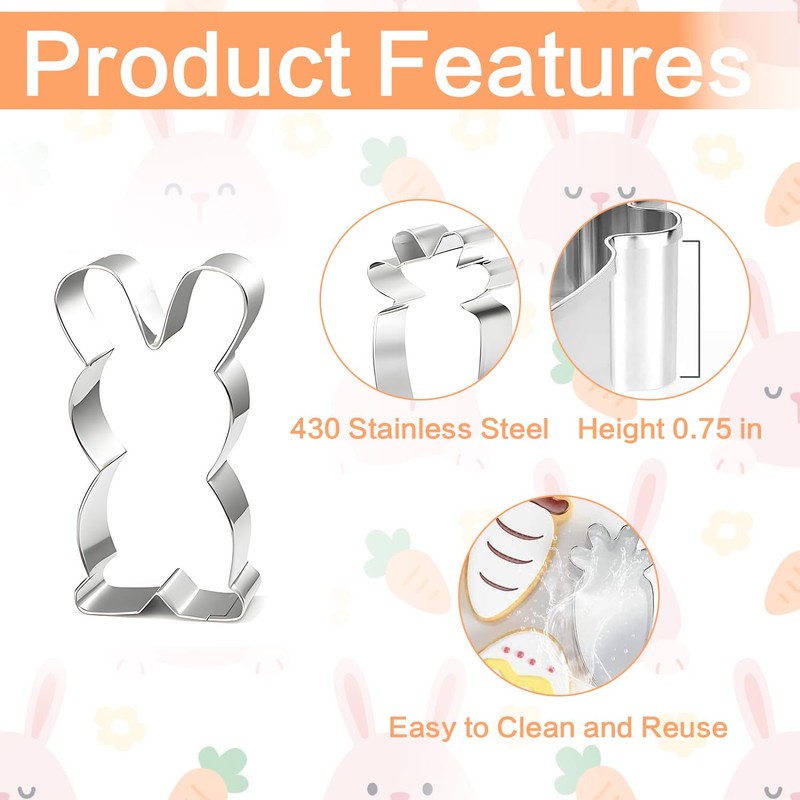 Easter Cookie Cutters, 9 PCS Stainless Steel Cookie Cutters -