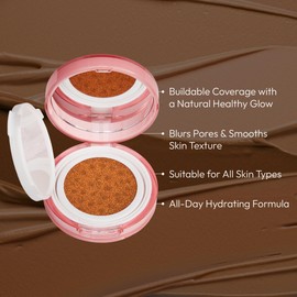 Ruby Kisses Cushion Foundation, Full Coverage Korean Makeup, Lightweight & Long Lasting, All Day Natural Glowy Finish for All Skin Types with Hyaluronic Acid & Bakuchiol (Golden, 0.52 Ounce)