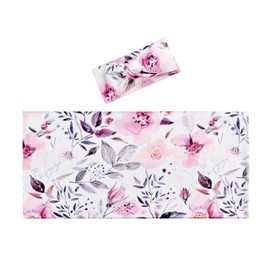 Terriboo Newborn Floral Print Blanket Baby Stretch Wrap Swaddle Blanket Receiving Blanket with Matching Headband and Beanie (Ink Pink)