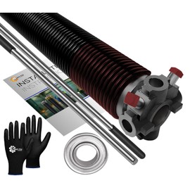 Garage Door Torsion Spring 234x2x27 Replacement for Right Side of Garage Door - 1" Steel Bearing, Winding Bars, and Gloves Precision E-Coating 5-Year Warranty Min. 30,000 Cycles (Black Cone)