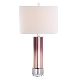 JONATHAN Y JYL1069B Edward 27" Glass/Crystal LED Table Lamp Contemporary Transitional Bedside Desk Nightstand Lamp for Bedroom Living Room Office College Bookcase LED Bulb Included, Pink