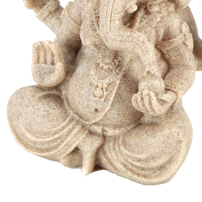 Sandstone Resin Indian Ganesha Elephant God Statue Fengshui Buddha Sculpture