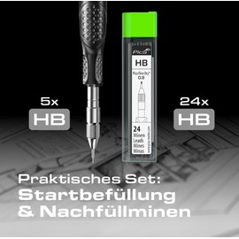 Pica Fine Dry Bundle 70703 I Set Consisting of Pica 7070 Fine-Dry Automatic Longlife Pencil (5x Graphite HB) and Special Lead Set 7030 (24x Graphite HB) I 0.9 mm Lead Diameter I Refillable