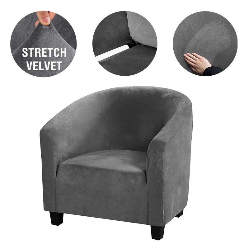 Mingfuxin Velvet Tub Chair Slipcover, High Stretch Club Chair Covers