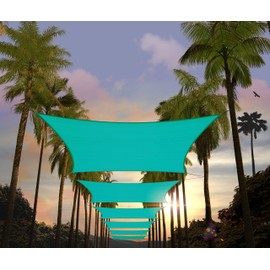 Amgo Custom Size 18' x 20' Turquoise Rectangle Square Sun Shade Sail UPF50+ AGTAPR1016, Order to Make Canopy Awning, 95% UV Blockage, Water & Air Permeable, Commercial and Residential (We Customize)