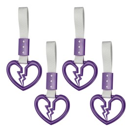 PATIKIL 4Pcs Broken Heart Shaped Car Handle Straps, Car Hanging Accessories Bumper Warning Ring Drift Charm for Auto Bus Decor Interior Exterior Decoration, Purple
