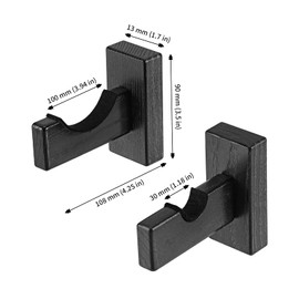 CHUENKUK Pack of 6 Baseball Bat Display Case, Black Baseball Bat Holder, Wooden Wall Hanger Holder for Storage, Display, Decoration
