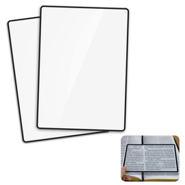 MANJIAMEI 3X Page Magnifying Sheet for Reading 2Pcs Flat Magnifier Lay on Page Flexible Plastic Magnifiers Lens Full-Page Magnifying Glass for Small Print Maps Books Newspapers Patterns (7'' x 4.7'')