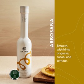 ORFEU - Arbosana Olive Oil Extra Virgin - Guava, Cocoa, and Tomato Sensory Notes - Gluten Free, Low Acidity - Gourmet Food - Ideal for Gift - Olive Oil for Cooking - 8.45 FL oz