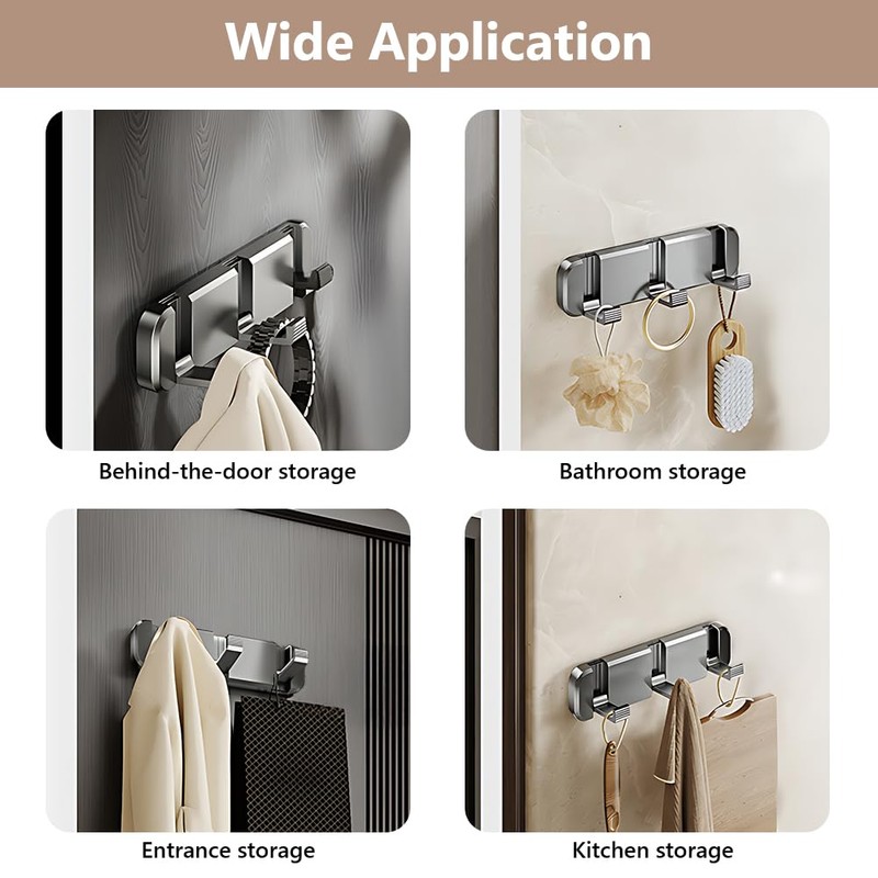flintronic Wall Mounted Floating Rack with 3 Hooks, Foldable Suction