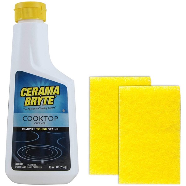 Cerama Bryte Ceramic Cooktop Cleaner (10 oz), 2 Cleaning Pads Combo Kit