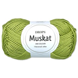 Frida's Wollhaus Drops 50 g Nutmeg Cotton Knitting Crochet Wool Yarn Mercerised 45 Colours (53 | Apple Green)