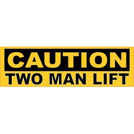 StickerTalk Caution Two Man Lift Vinyl Sticker, 10 inches by 3 inches