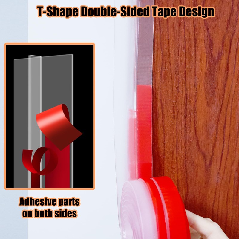 Orghtin T-Shaped Silicone Seal Strip, Clear Door Sealer Weather Stripping,