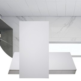 Sunnyglade 10-Pack Drop Ceiling Tile 2ft x 4ft, Smooth White PVC Ceiling Panel 24 x 48in, 5mm thicknesses Waterproof Reusable and Fire-Rated, 80 Sq. Ft (10, White)